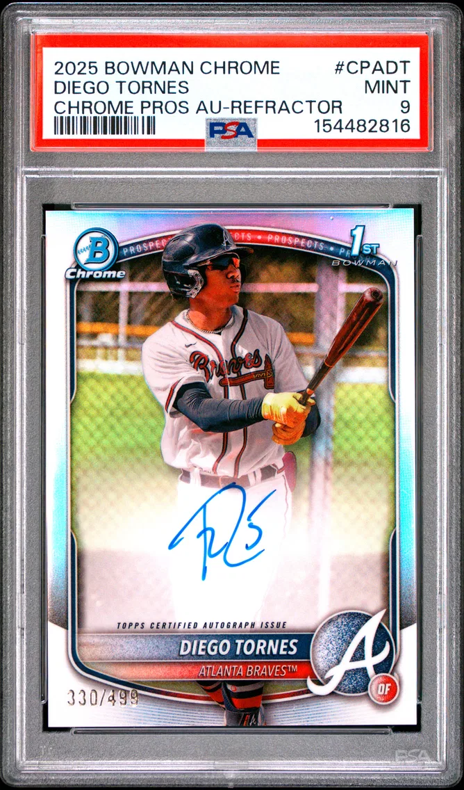 2025 #CPADT Diego Tornes PSA 9 Bowman Chrome Prospect Autographs