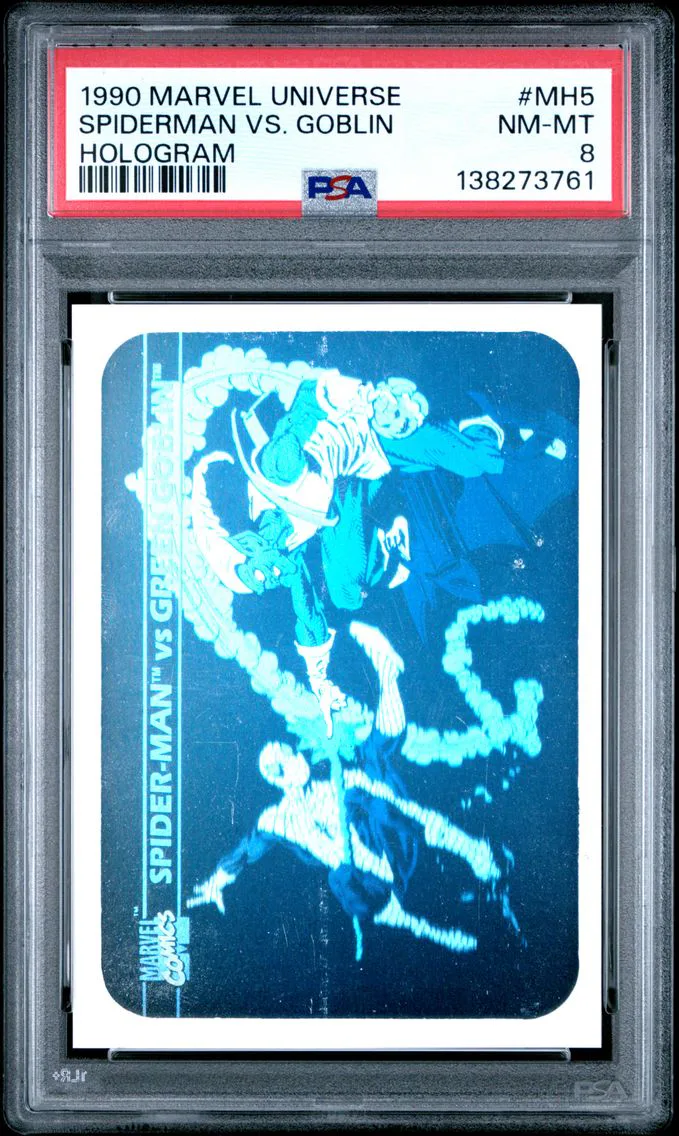 1990 #MH5 Spider-Man vs. Green Goblin PSA 8 Marvel Universe Hologram