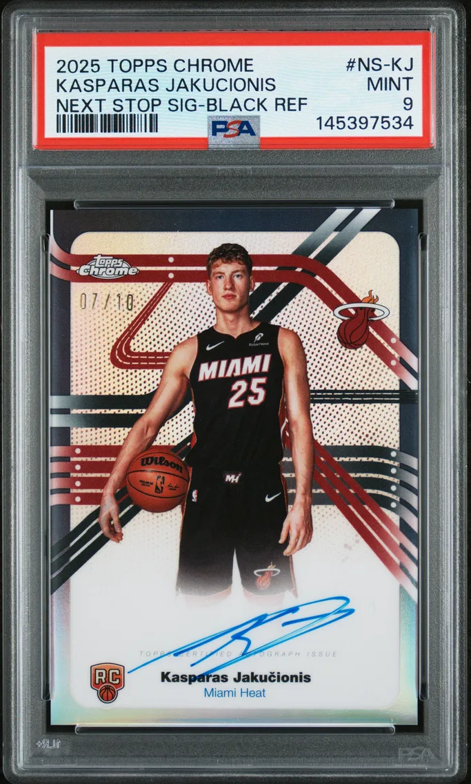 2025 #NS-KJ Kasparas Jakucionis PSA 9 Topps Chrome Next Stop Signatures