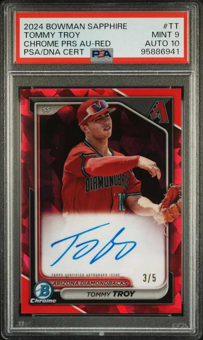 2024 #TT Tommy Troy PSA 9 Bowman Sapphire Edition Chrome Prospects Sapphire Autographs