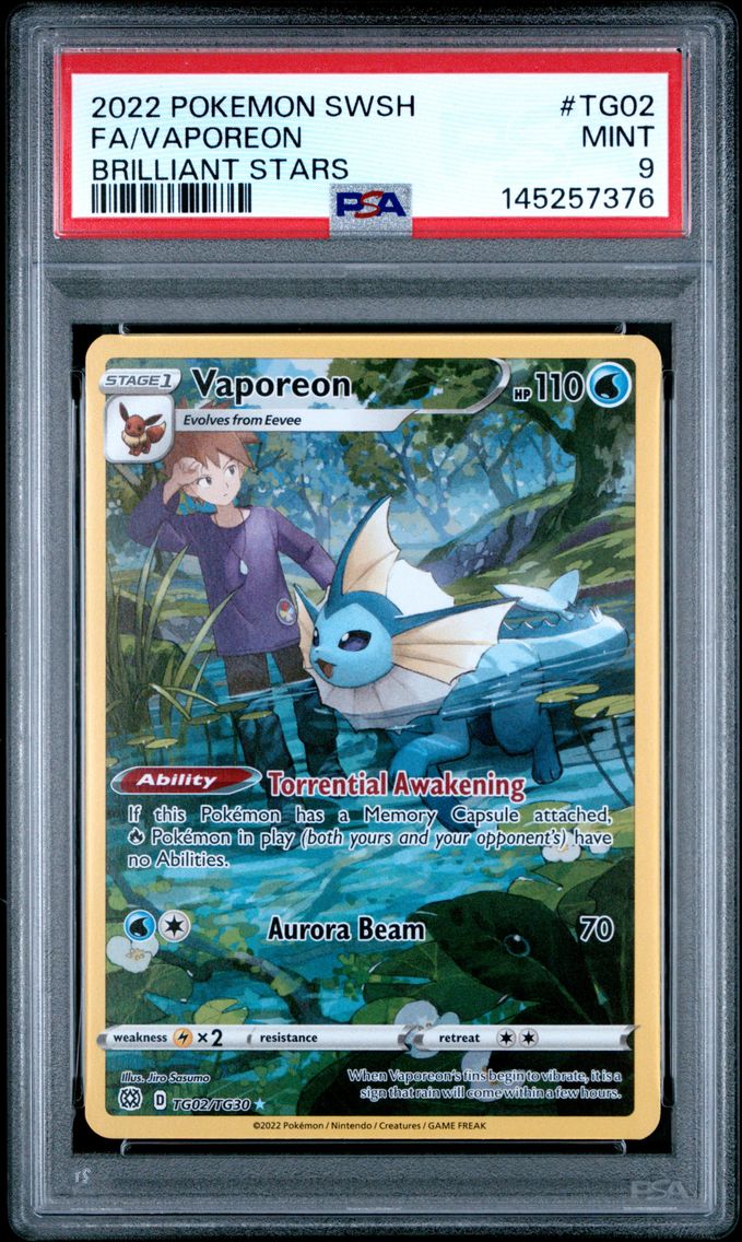 2022 #TG02 Full Art/Vaporeon PSA 9 Sword & Shield Brilliant Stars Pokemon