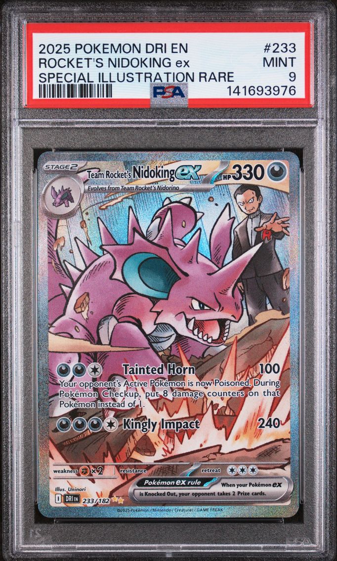 2025 #233 Team Rocket's Nidoking EX PSA 9 Dri EN-Destined Rivals