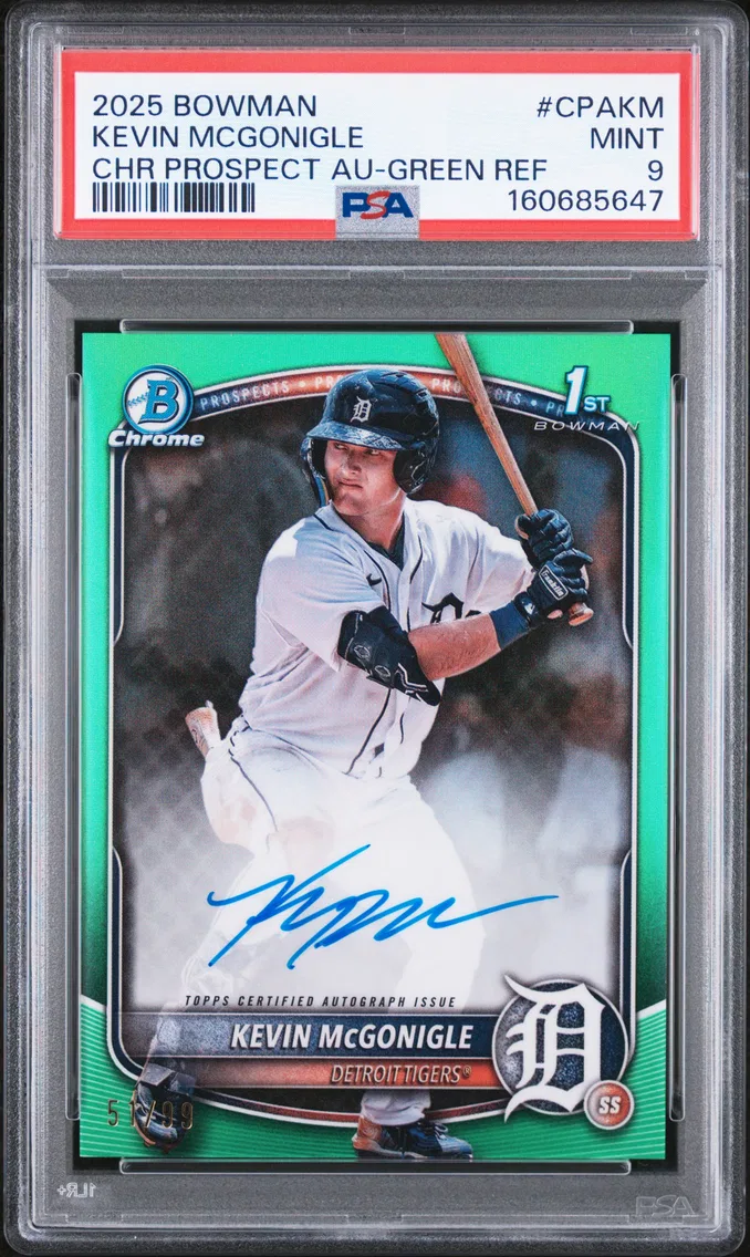 2025 #CPAKM KEVIN MCGONIGLE PSA 9 Bowman Chrome Prospect Autographs