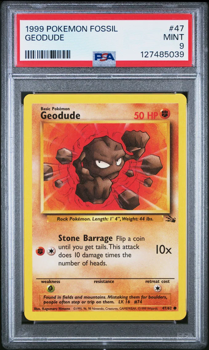 1999 #47 Geodude PSA 9 Fossil