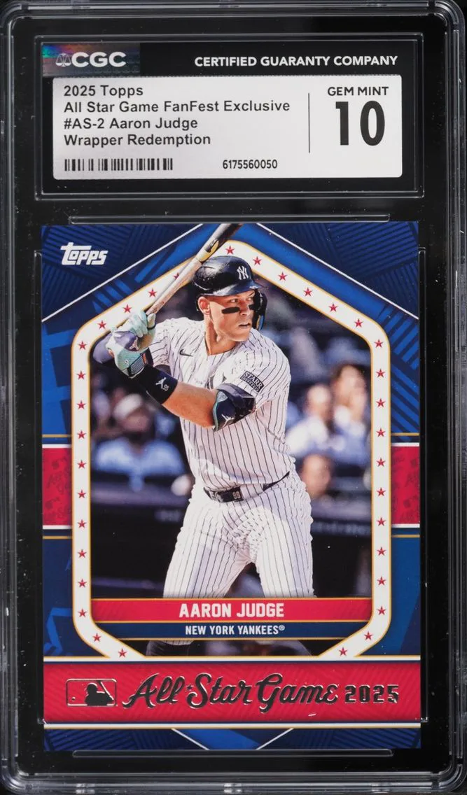 2025 #AS2 Aaron Judge CGC 10 Topps All Star Game Fan Fest Exclusive Wrapper Redemption