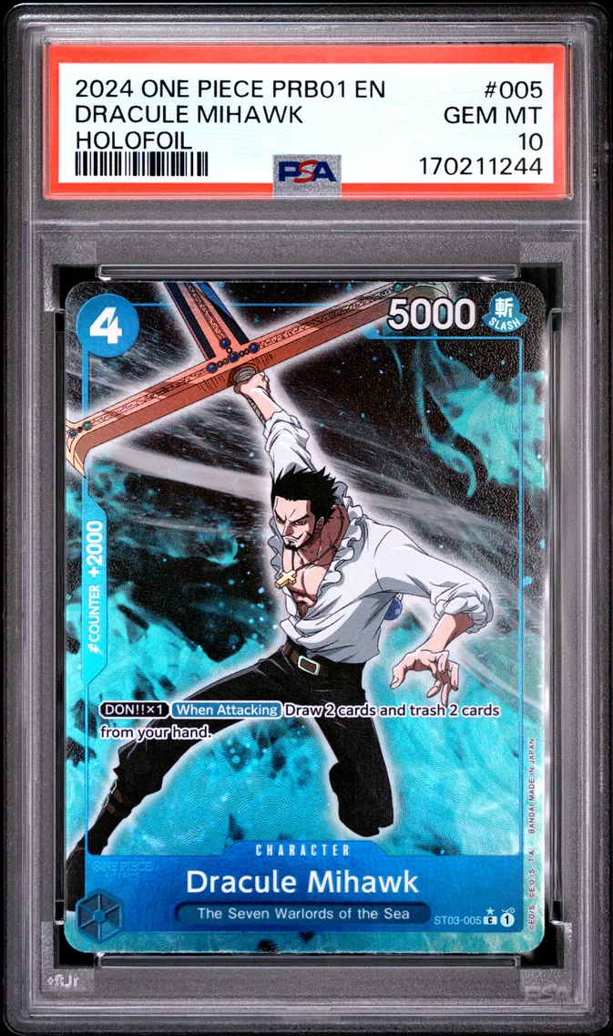 2024 #005 Dracule Mihawk PSA 10 One Piece PRB01-Premium Booster -One Piece Card the Best-
