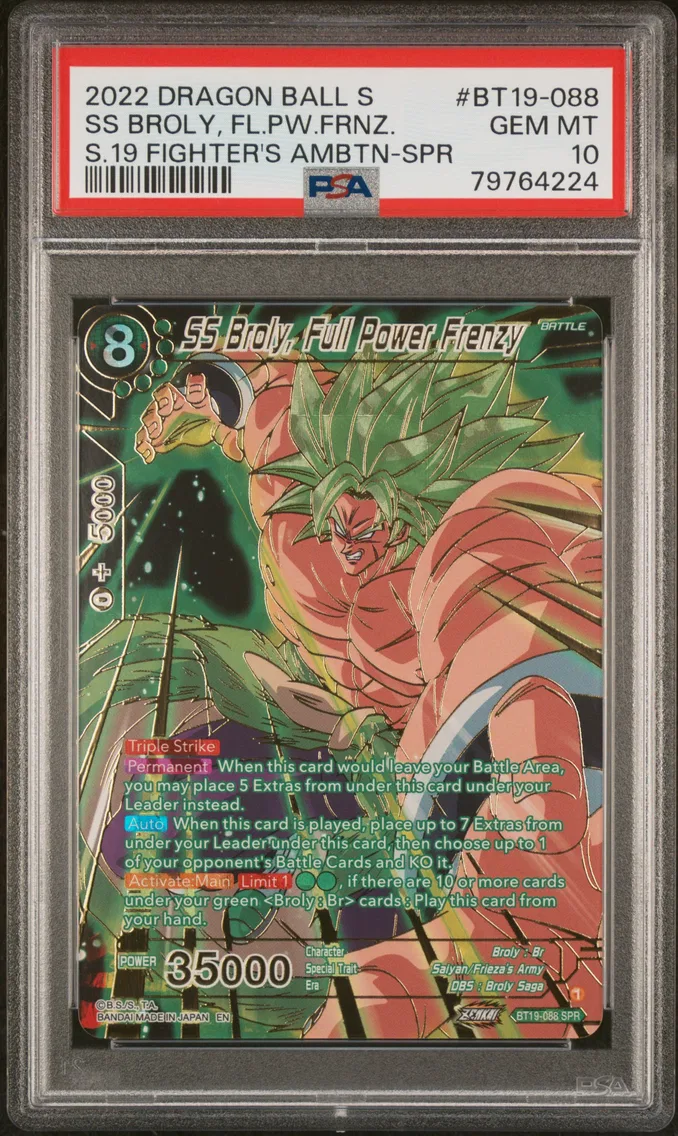 2022 #BT19-088 SS Broly, Full Power Frenzy PSA 10 Dragon Ball Super Card Game Series 19 Fighter's Ambition