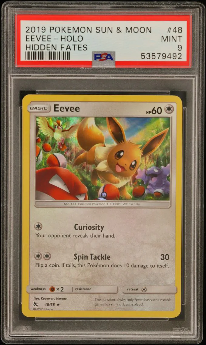 2019 #48 Eevee-Holo PSA 9 Sun & Moon Hidden Fates