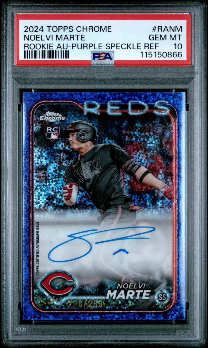 2024 #RANM Noelvi Marte PSA 10 Topps Chrome Rookie Autographs