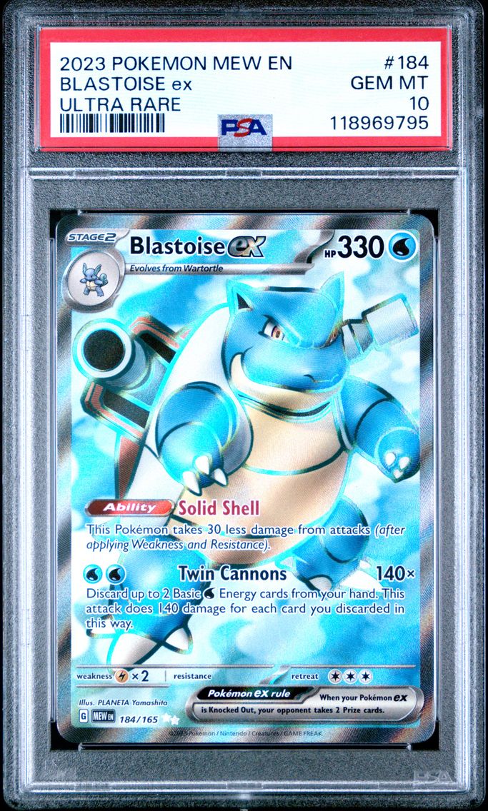 2023 #184 Blastoise EX PSA 10 Mew EN-151 Pokemon