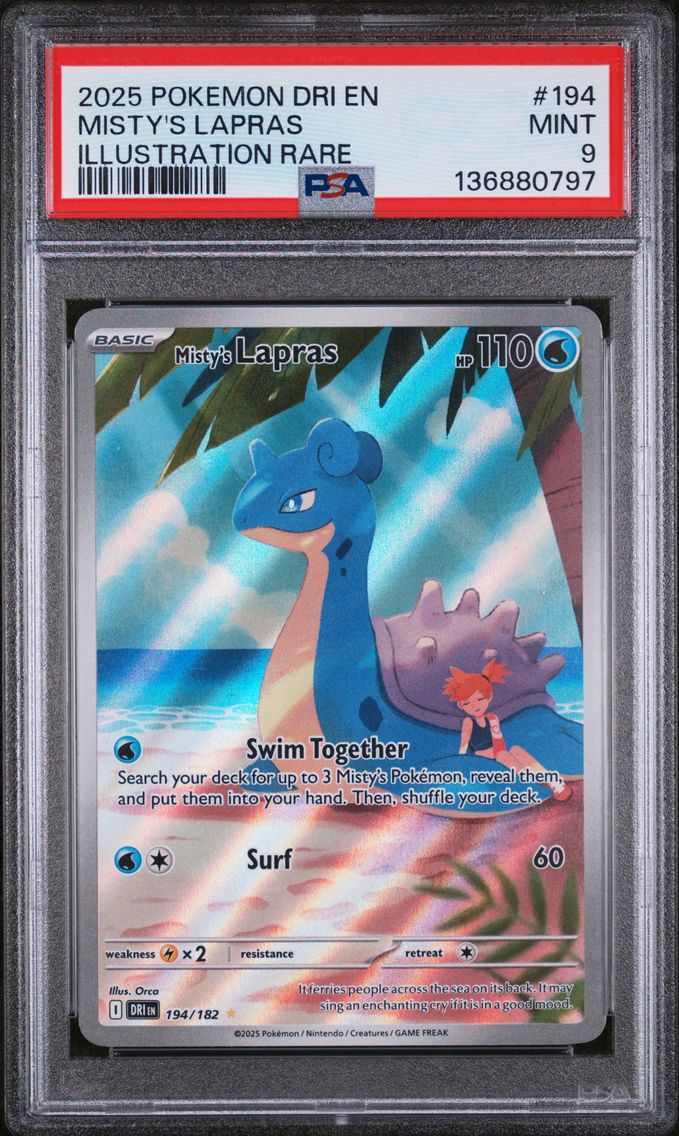 2025 #194 Misty's Lapras PSA 9 Dri EN-Destined Rivals
