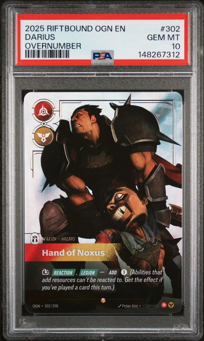 2025 #302 Darius - Hand of Noxus PSA 10 Riftbound: League of Legends Ogn-Origins