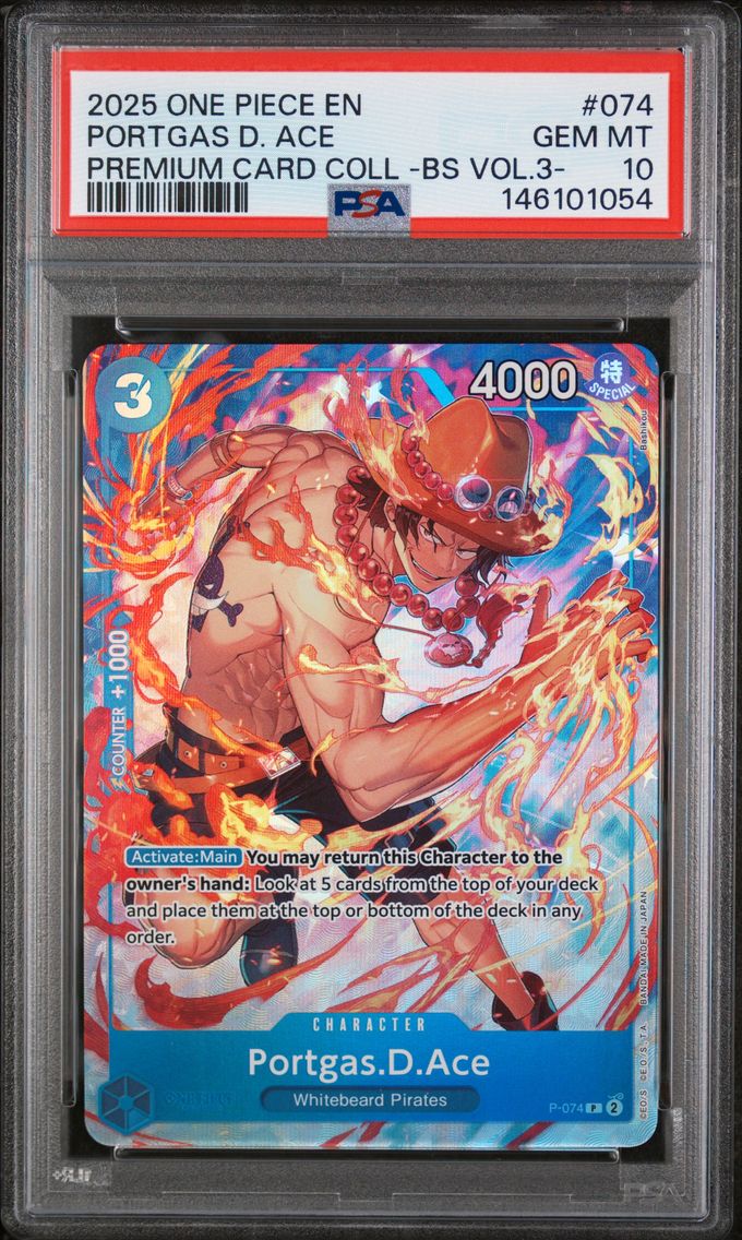 2025 #074 Portgas D. Ace PSA 10 One Piece Premium Card Collection -Best Selection Vol.3-