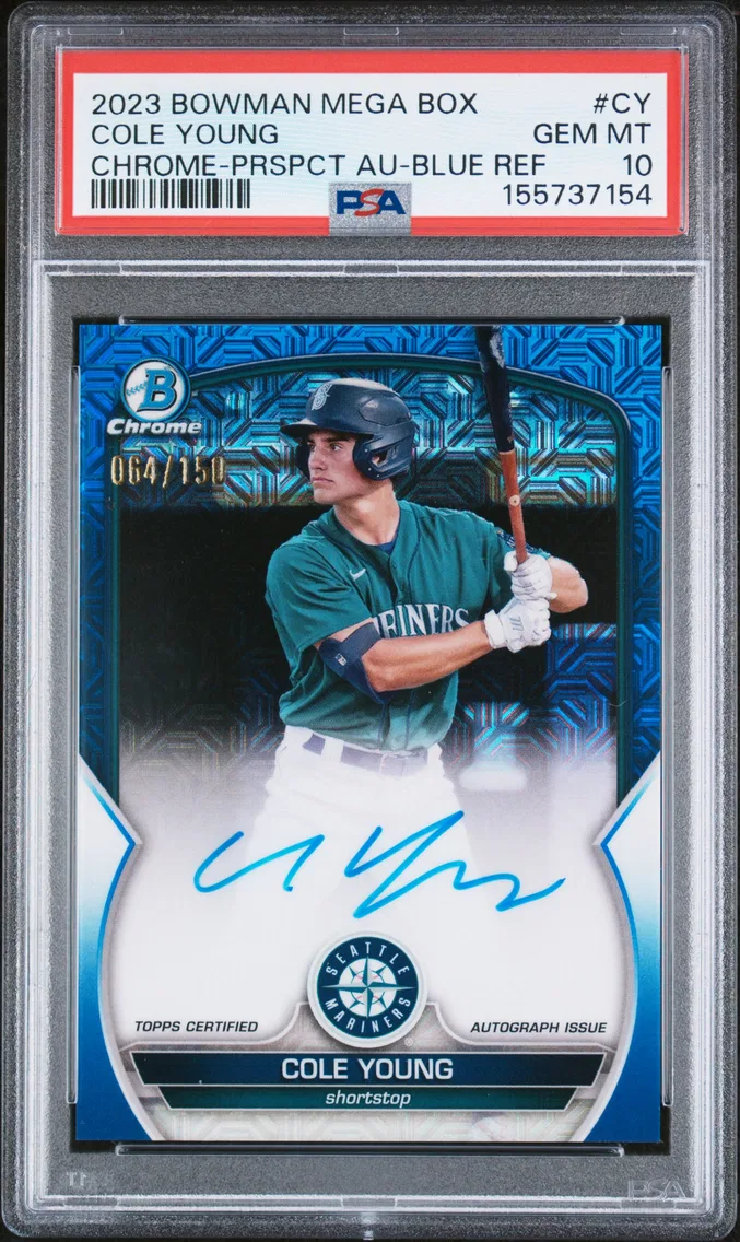 2023 #CY Cole Young PSA 10 Bowman Mega Box Chrome Prospect Autographs