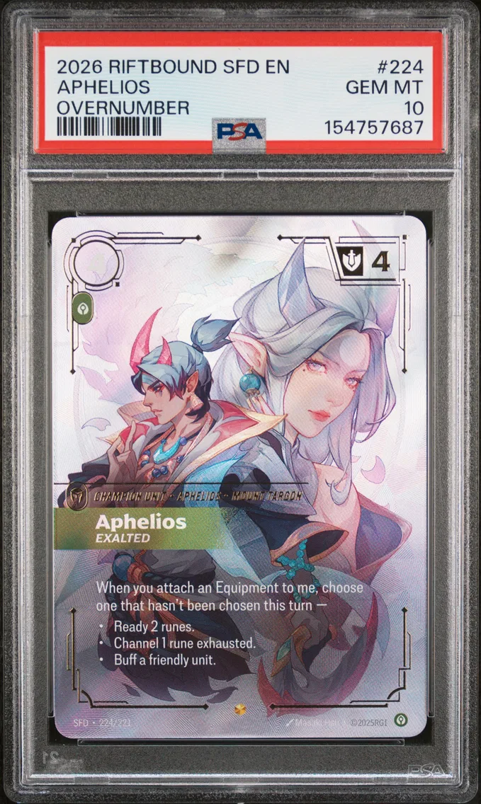 2026 #224 Aphelios - Exalted PSA 10 Riftbound: League of Legends Sfd-Spiritforged