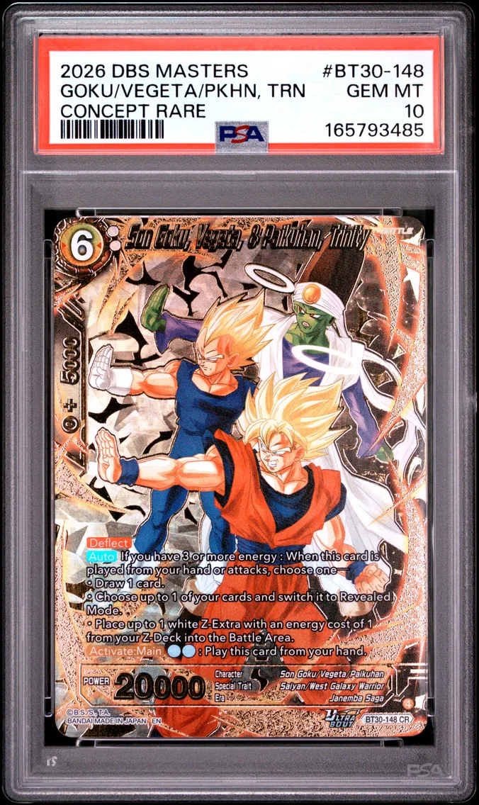 2026 #BT30-148 Son Goku, Vegeta, & Paikuhan, Trinity PSA 10 Dragon Ball Super Card Game Masters Series 30 Three Glorious Fighters