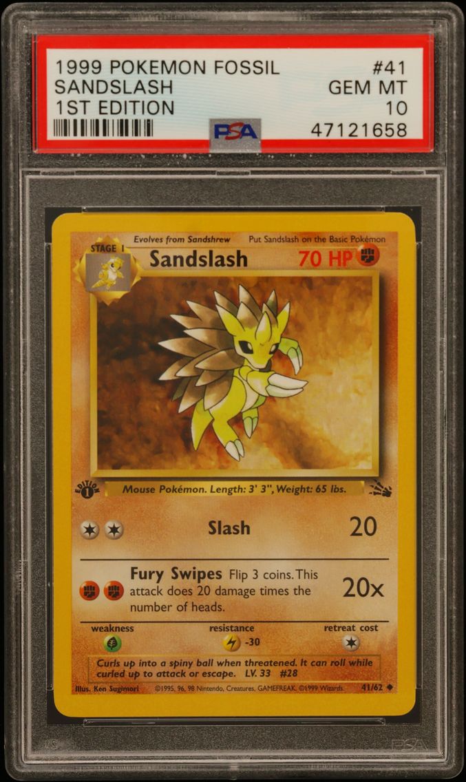 1999 #41 Sandslash 1st Edition PSA 10 Fossil