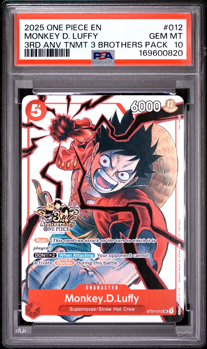 2025 #012 Monkey D. Luffy PSA 10 One Piece 3rd Anniversary Tournament 3 Brothers Pack