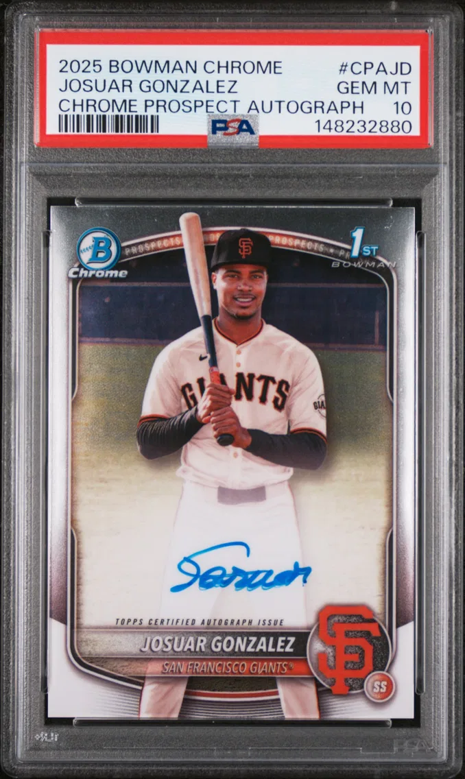 2025 #CPAJD Josuar Gonzalez PSA 10 Bowman Chrome Prospect Autographs