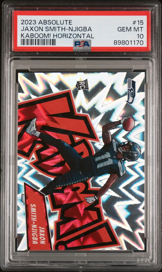 2023 #15 Jaxon Smith-Njigba PSA 10 Panini Absolute Kaboom! Horizontal