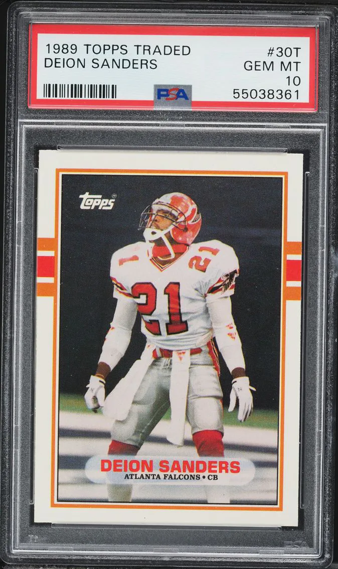 1989 #30T Deion Sanders PSA 10 Topps Traded Football