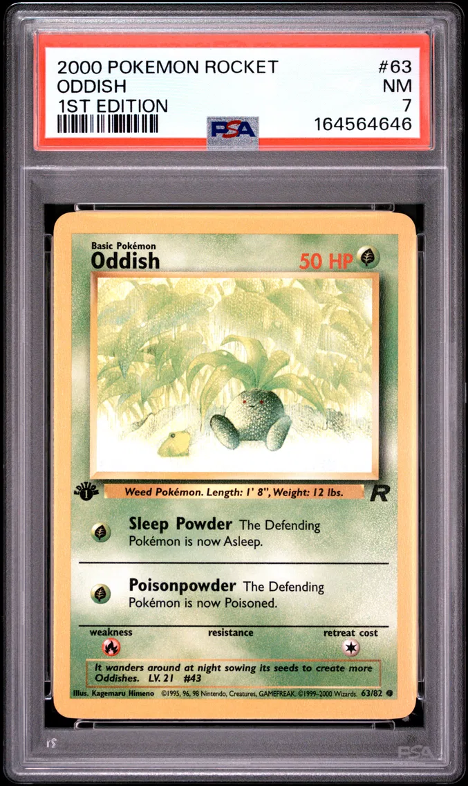 2000 #63 Oddish 1st Edition PSA 7 Rocket