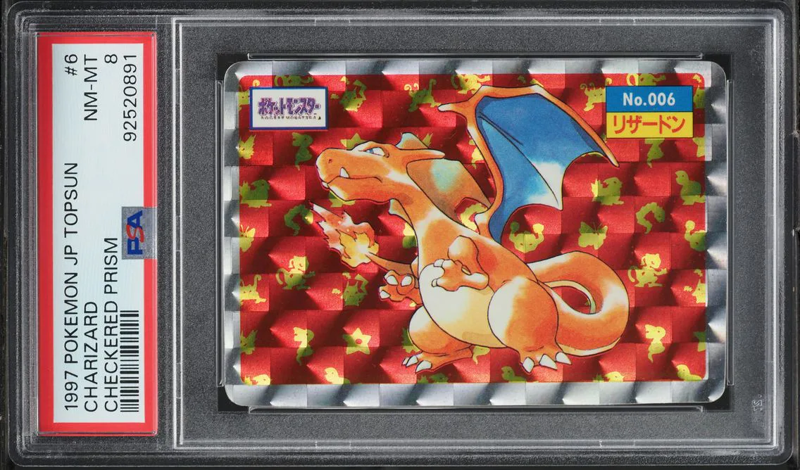 1997 #6 Charizard PSA 8 Pokemon Japanese Topsun Checkered Prism