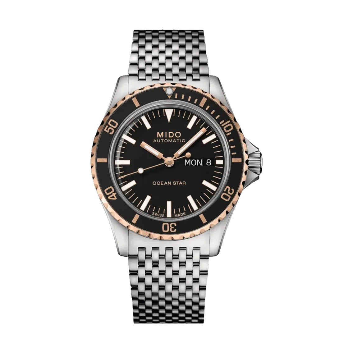 MIDO Ocean Star Tribute Black/Rose Gold-Tone Bezel 40.5mm - Black on Bracelet