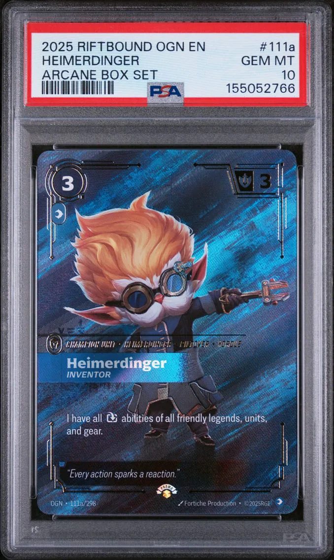 2025 #111a Heimerdinger - Inventor PSA 10 Riftbound: League of Legends Ogn-Origins