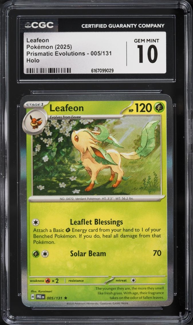 2025 #5 Leafeon CGC 10 Pokemon Scarlet & Violet Prismatic Evolutions Holo