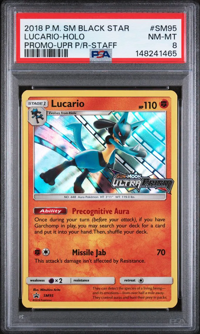 2018 #SM95 Lucario-Holo PSA 8 SM Black Star Promo