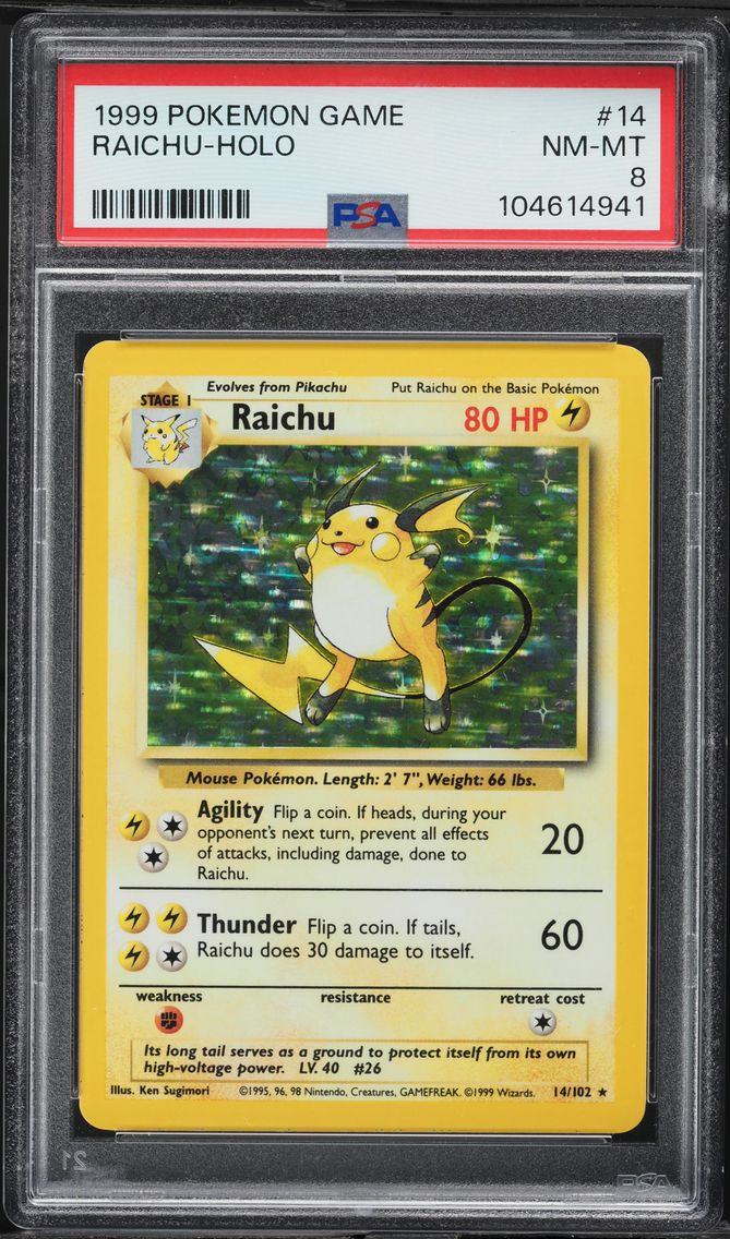 1999 #14 Raichu-Holo PSA 8 Game Pokemon