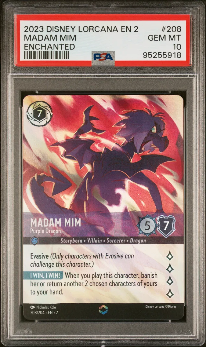 2023 #208 Madam Mim - Purple Dragon PSA 10 Disney Lorcana EN 2-Rise of the Floodborn