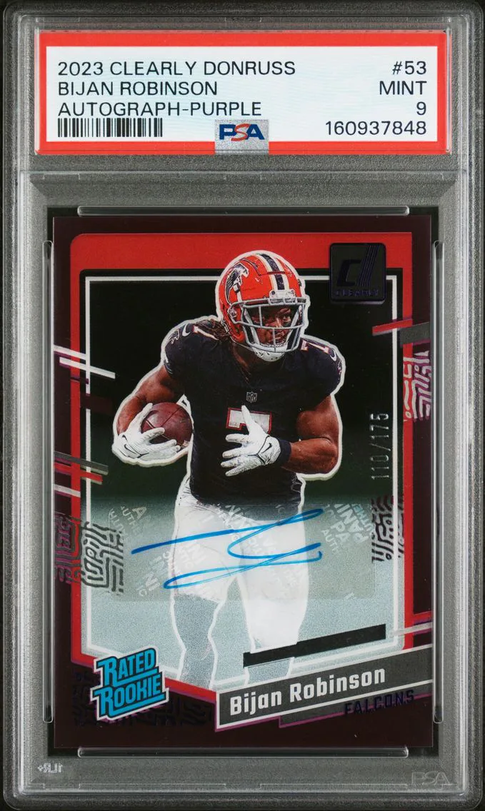 2023 #53 Bijan Robinson PSA 9 Panini Clearly Donruss