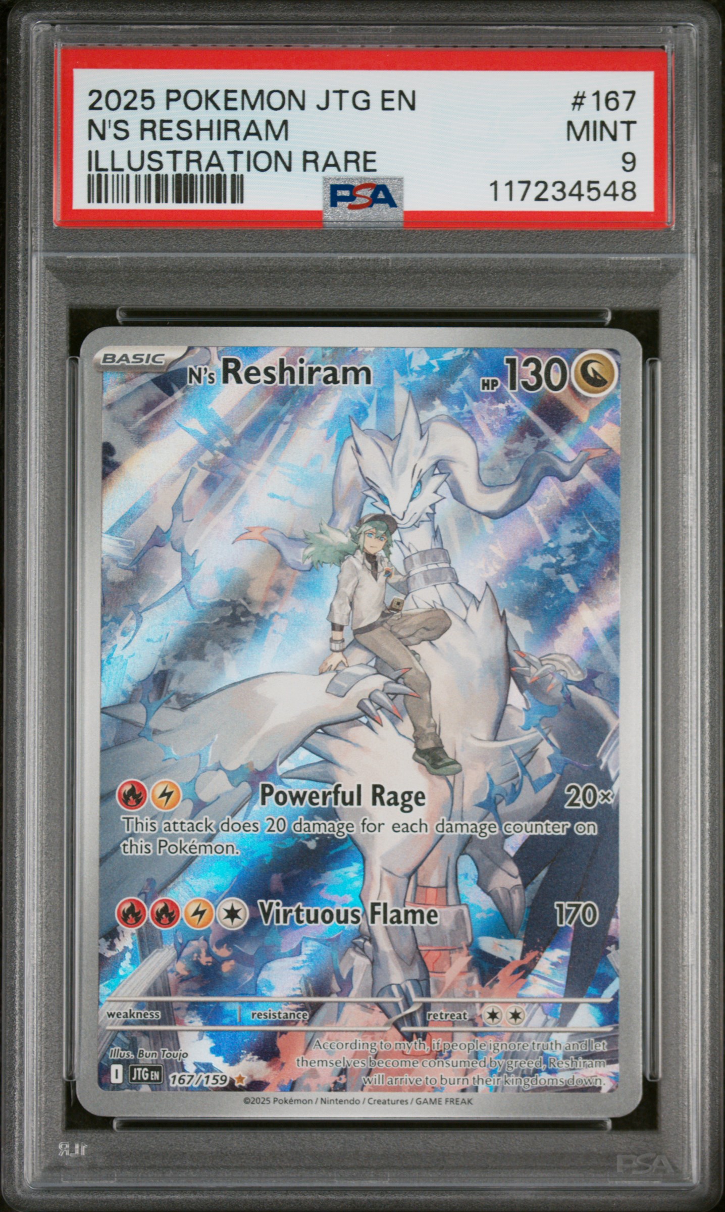 2025 #167 N'S Reshiram PSA 9 Jtg En-Journey Together