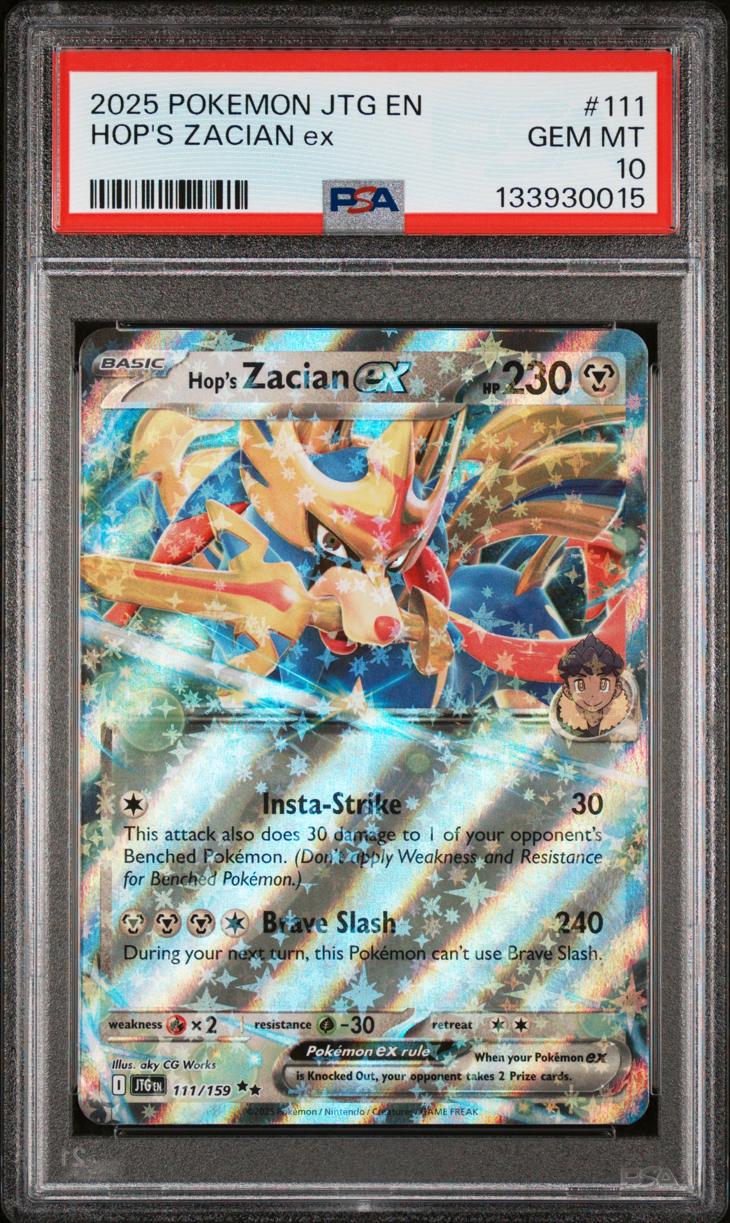 2025 #111 Hop'S Zacian Ex PSA 10 Jtg En-Journey Together