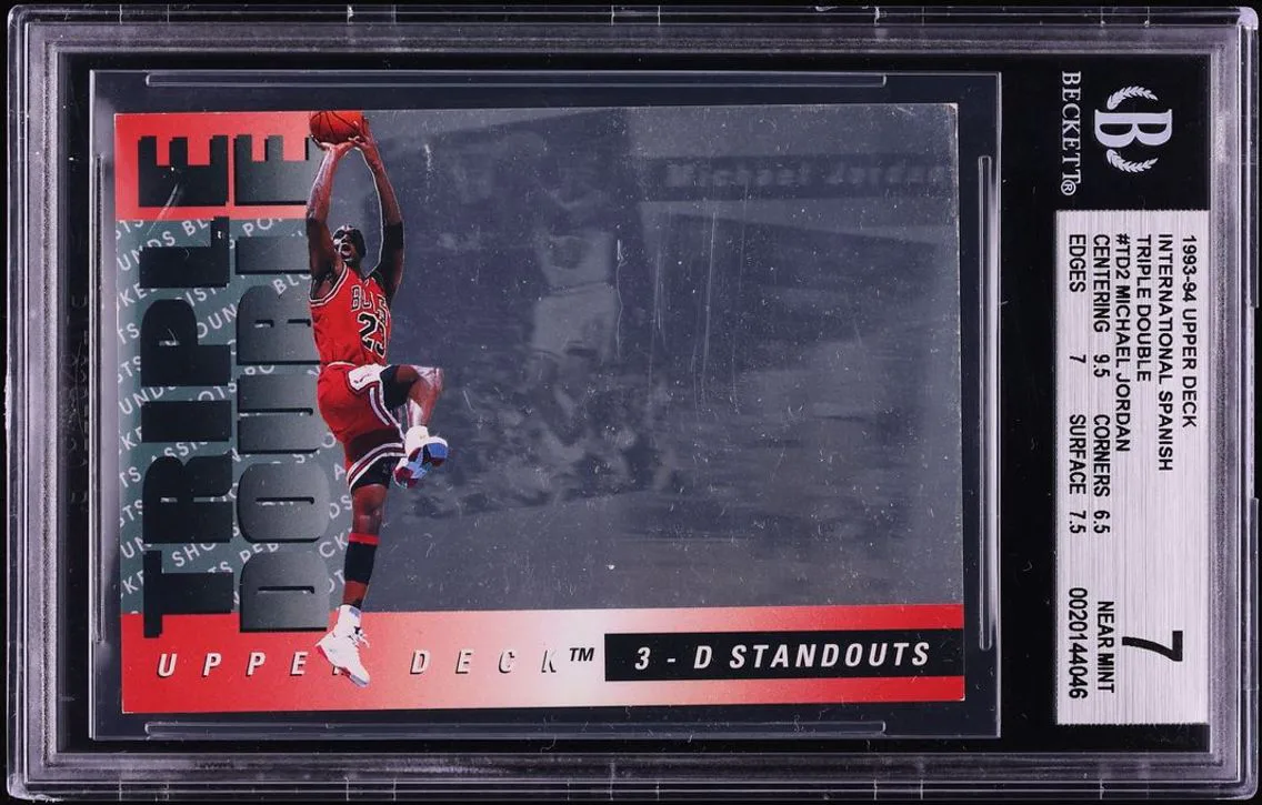 1993 Upper Deck International Spanish Triple Double Michael Jordan #TD2 BGS 7 NRMT