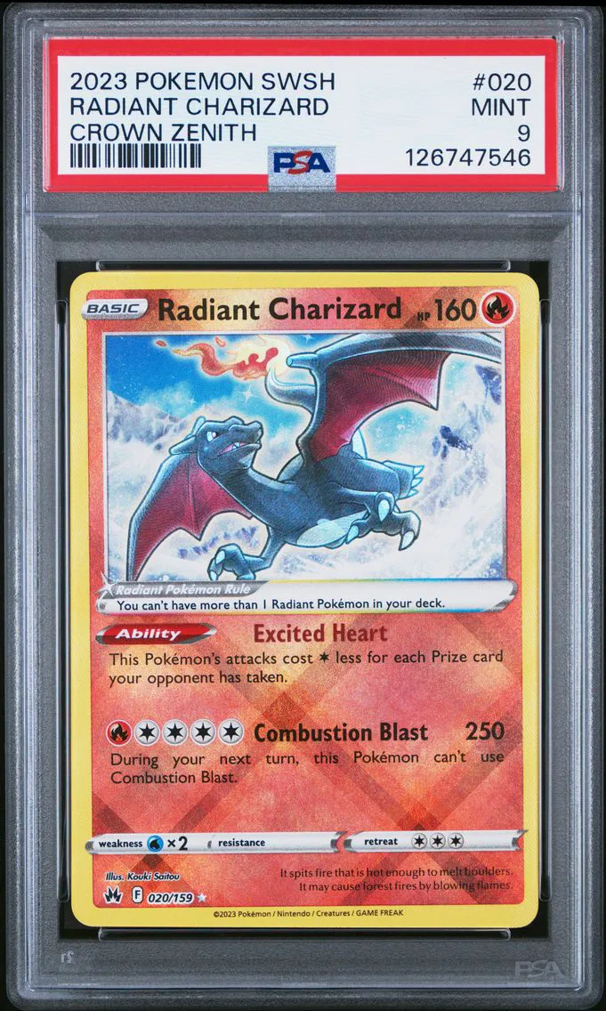 2023 #020 Radiant Charizard PSA 9 Sword and Shield Crown Zenith Pokemon