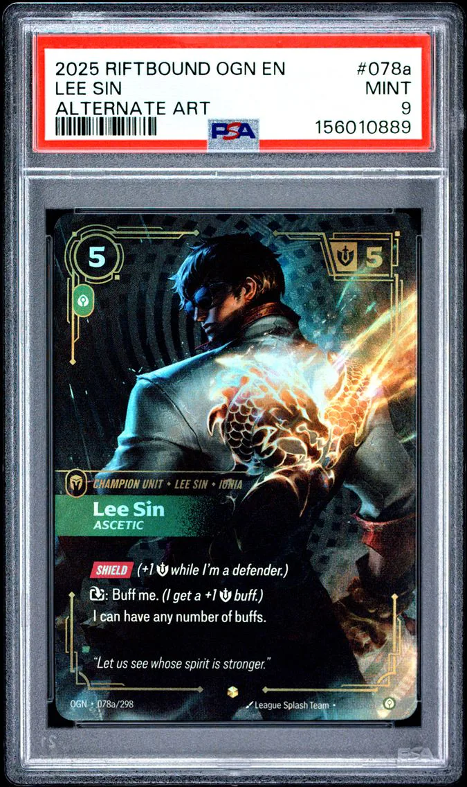 2025 #078a Lee Sin - Ascetic PSA 9 Riftbound: League of Legends Ogn-Origins