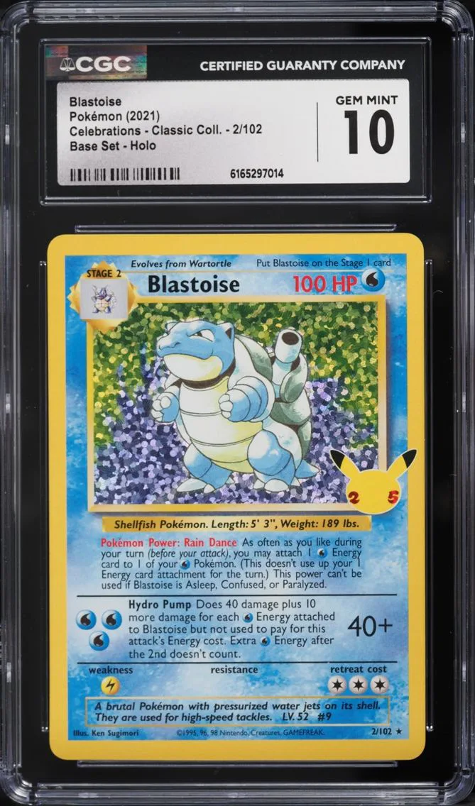 2021 #2 Blastoise CGC 10 Pokemon Sword & Shield Celebrations Classic Collection Holo