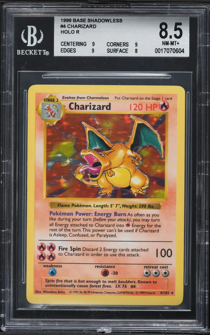 1999 #4 Charizard-Holo BGS 8.5 Game Pokemon