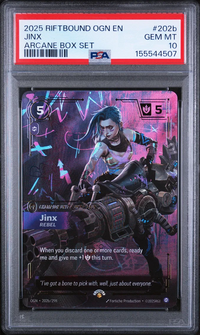 2025 #202b Jinx - Rebel PSA 10 Riftbound: League of Legends Ogn-Origins