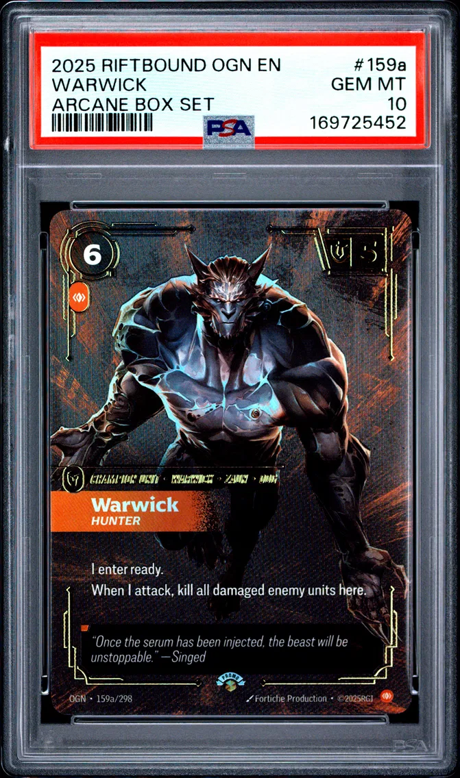 2025 #159a Warwick - Hunter PSA 10 Riftbound: League of Legends Ogn-Origins