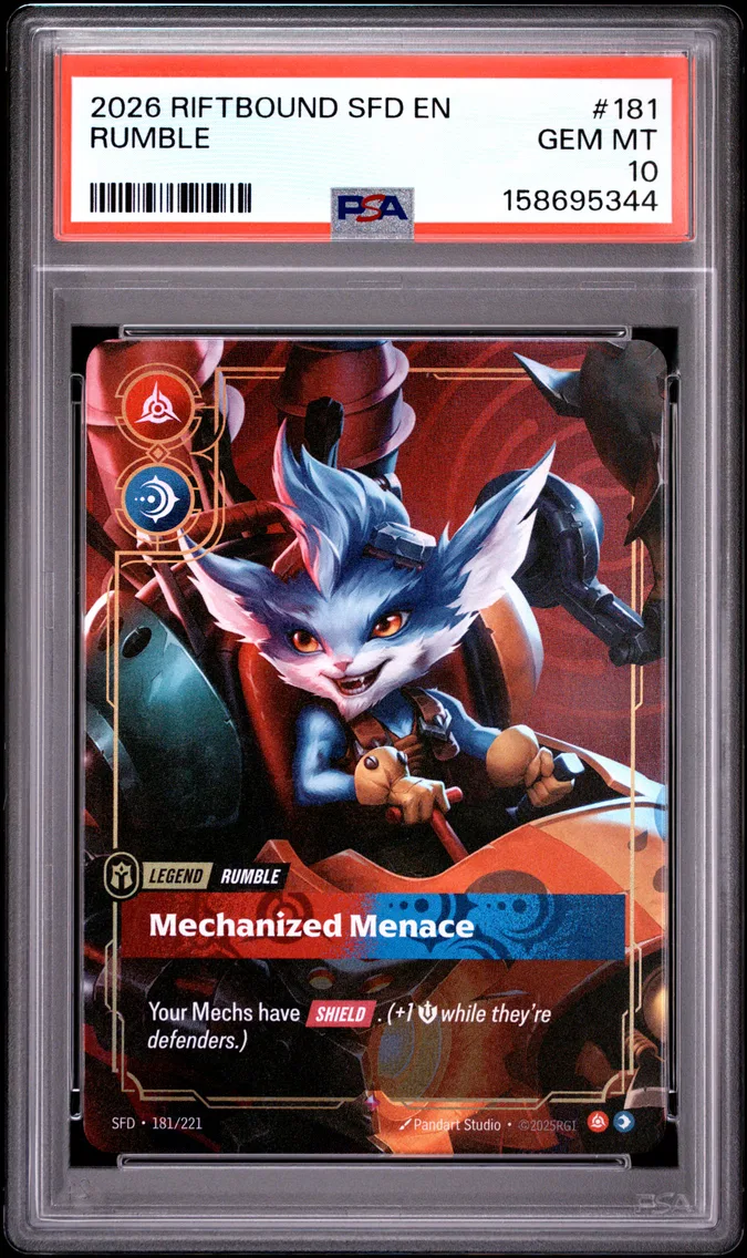 2026 #181 Rumble - Mechanized Menace PSA 10 Riftbound: League of Legends Sfd-Spiritforged