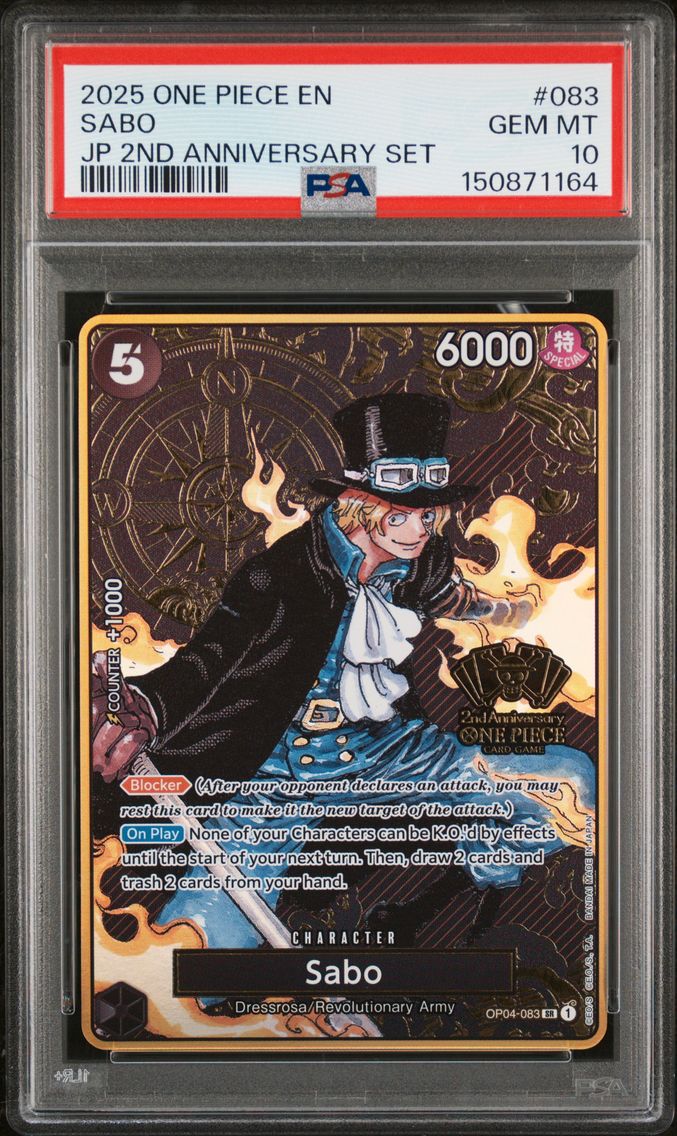 2025 #083 Sabo PSA 10 One Piece Japanese 2nd Anniversary Set