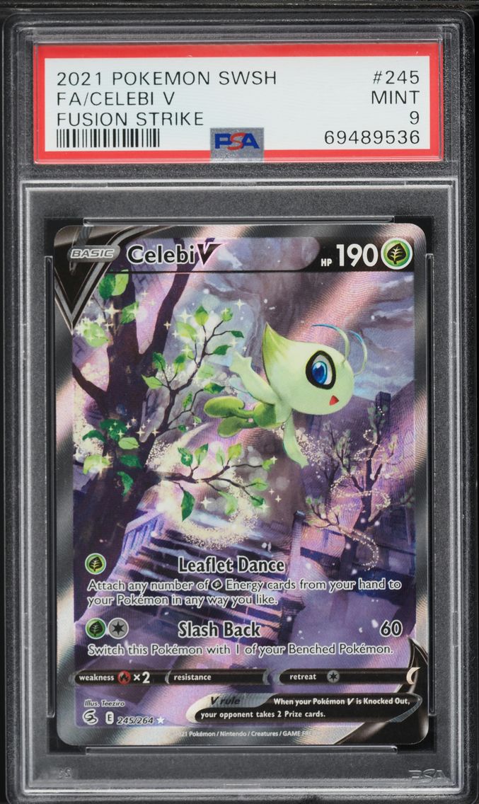 2021 #245 Full Art/Celebi V PSA 9 Sword & Shield Fusion Strike Pokemon