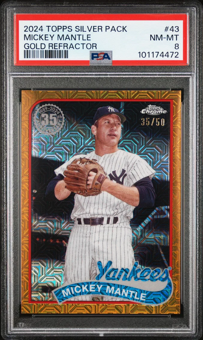 2024 #43 Mickey Mantle PSA 8 Topps Silver Pack 1989 Chrome Promo