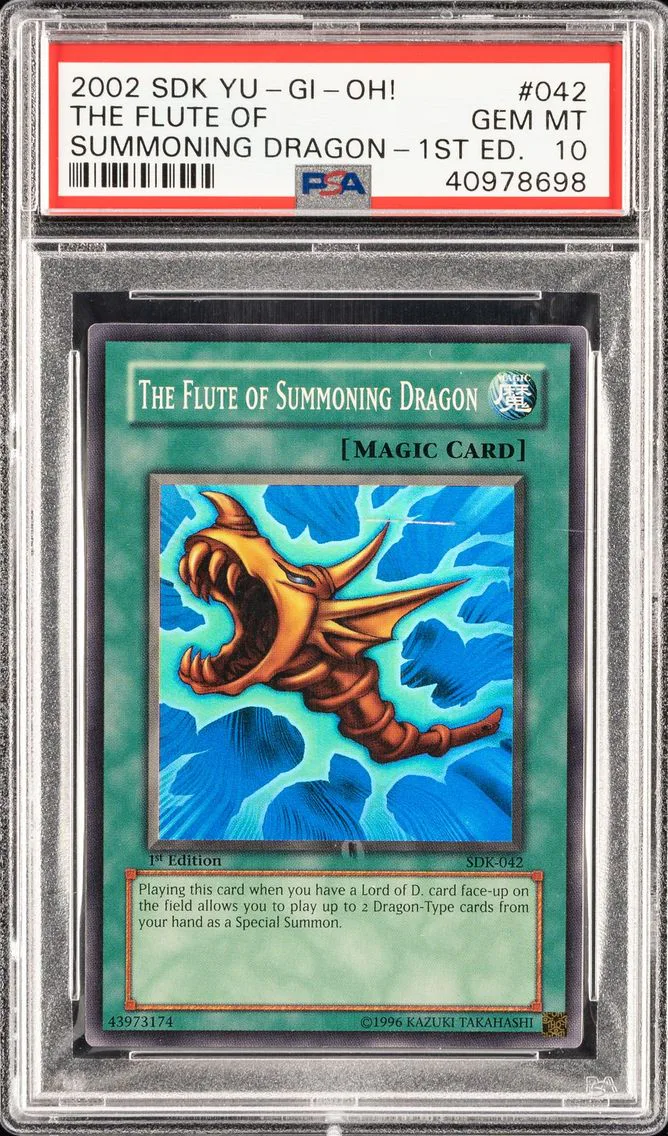 2002 YU-GI-OH STARTER DECK: KAIBA 1ST EDITION THE FLUTE OF SUMMONING DRAGON SDK-042 PSA 10