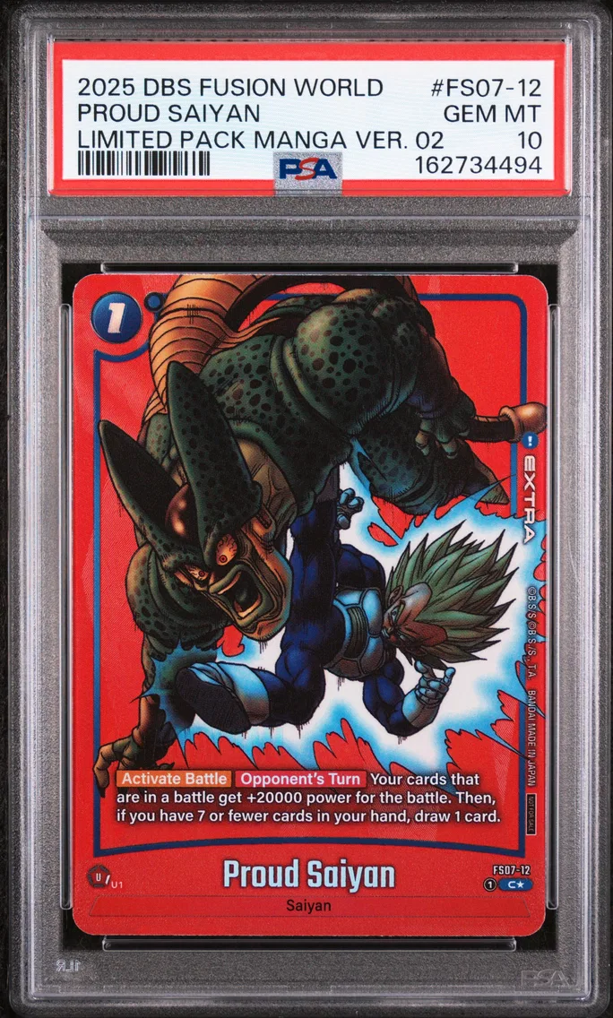 2025 #FS07-12 Proud Saiyan PSA 10 Dragon Ball Super Card Game Fusion World Limited Pack Manga Version 02