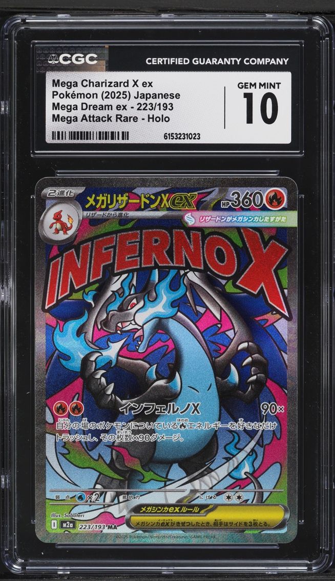 2025 Pokemon Japanese Mega Dream Ex MA Mega Charizard X EX #223 CGC 10 GEM MINT